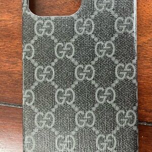 Gucci Black and Gray Monogram Phone Case